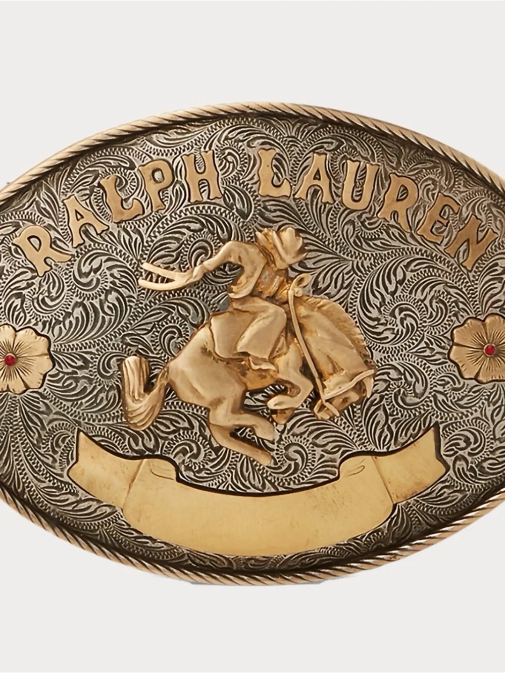 Ralph Lauren Collection | Rodeo-Buckle Vachetta Leather Wide Belt
